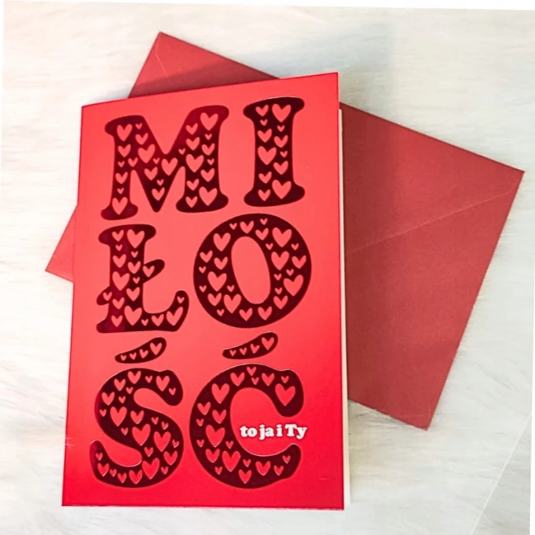 Kartka walentynkowa MIŁOŚĆ to ja i Ty, Walentynka, Pocztówka z tekstem