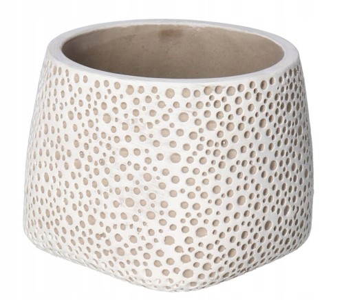 Ceramiczna osłonka do doniczek biała w kropki, doniczka do kwiatów