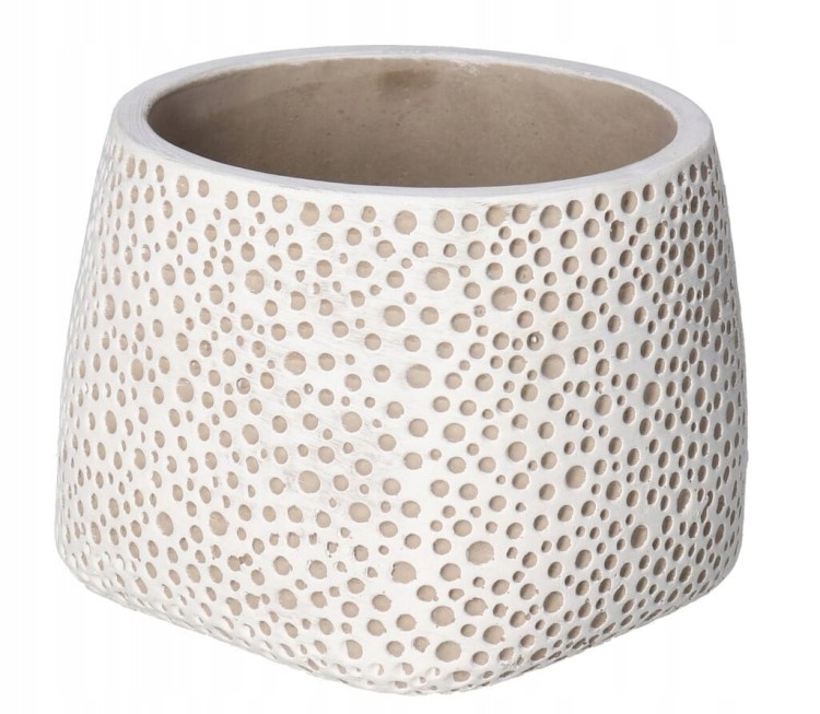Ceramiczna osłonka do doniczek biała w kropki, doniczka do kwiatów