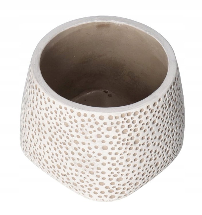 Ceramiczna osłonka do doniczek biała w kropki, doniczka do kwiatów