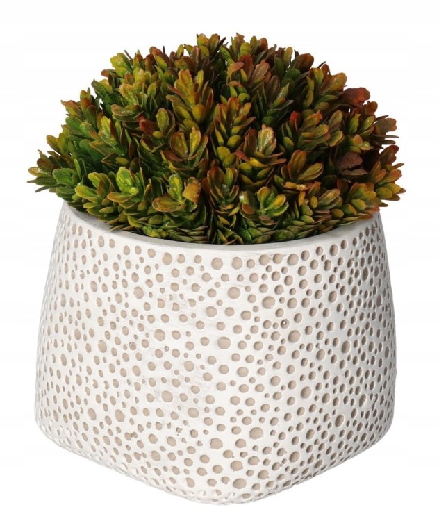 Ceramiczna osłonka do doniczek biała w kropki, doniczka do kwiatów