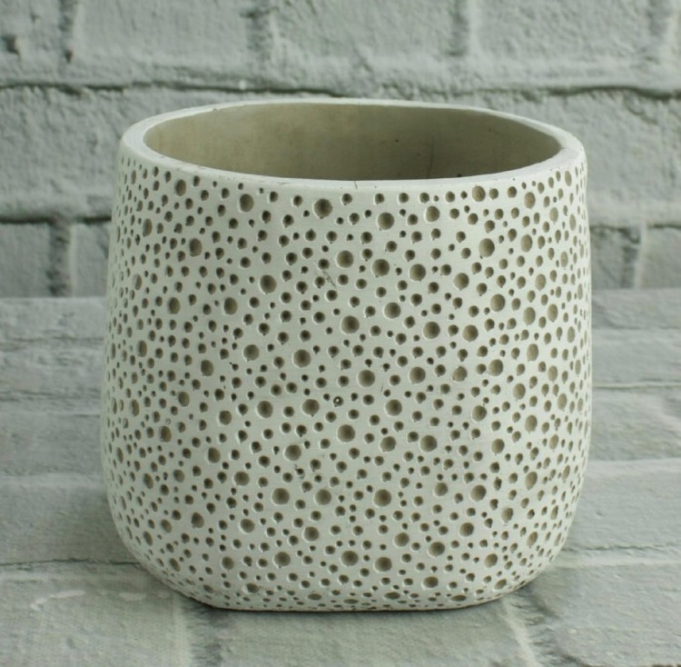 Ceramiczna osłonka do doniczek biała w kropki, doniczka do kwiatów