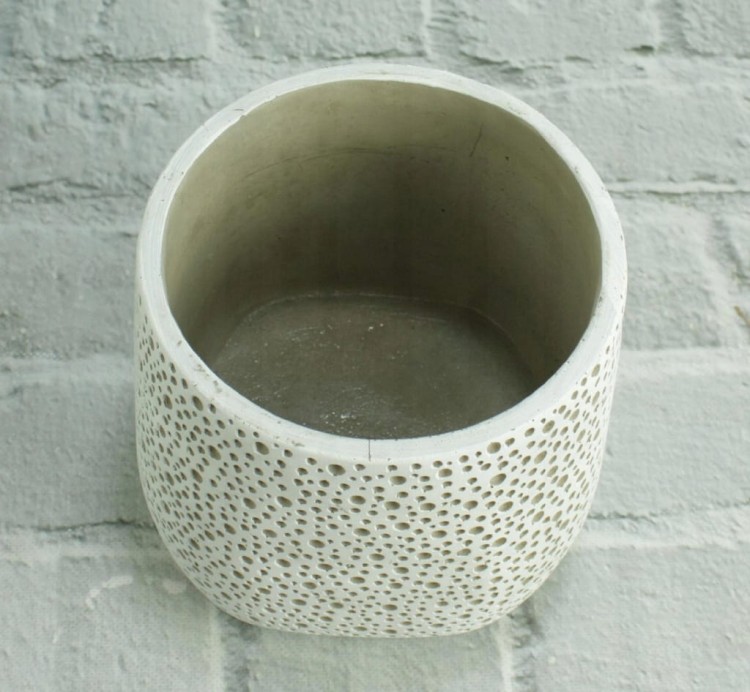 Ceramiczna osłonka do doniczek biała w kropki, doniczka do kwiatów